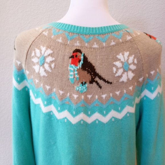 🤎 Talbots teal cute bird wool blend sweater - Picture 8 of 8